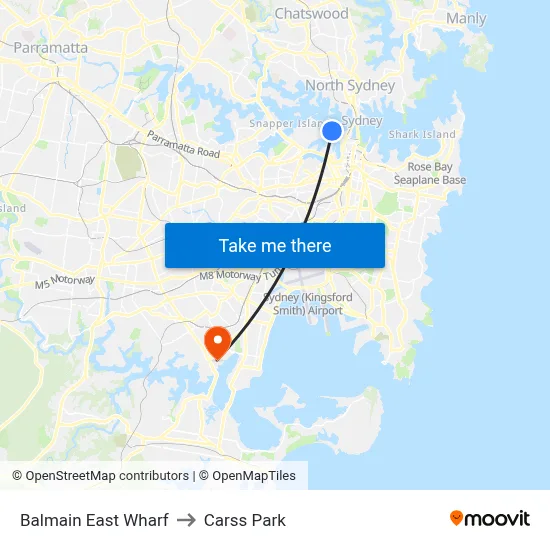 Balmain East Wharf to Carss Park map