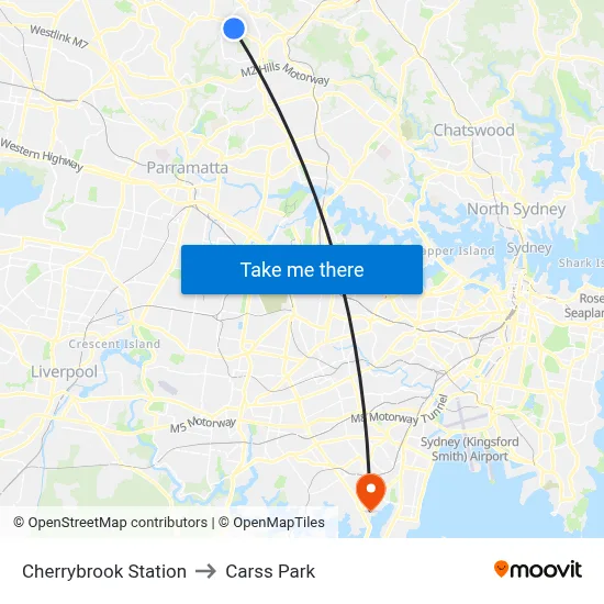 Cherrybrook Station to Carss Park map