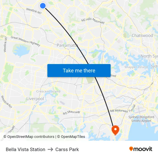 Bella Vista Station to Carss Park map