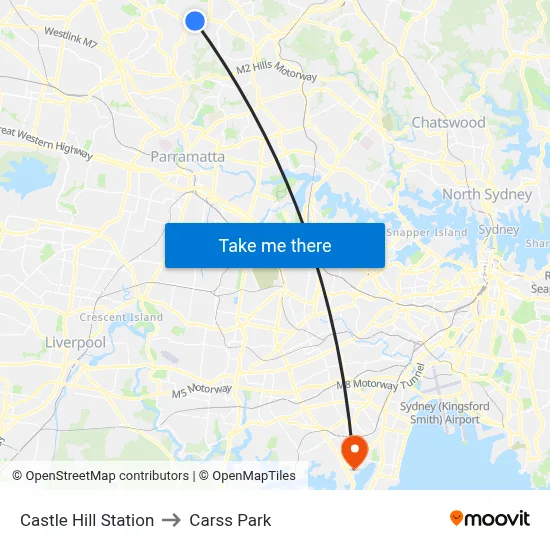 Castle Hill Station to Carss Park map