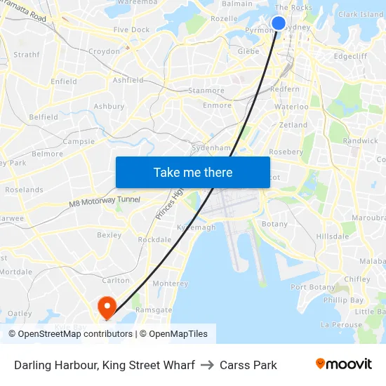 Darling Harbour, King Street Wharf to Carss Park map