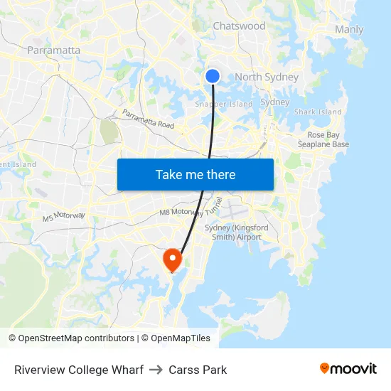 Riverview College Wharf to Carss Park map