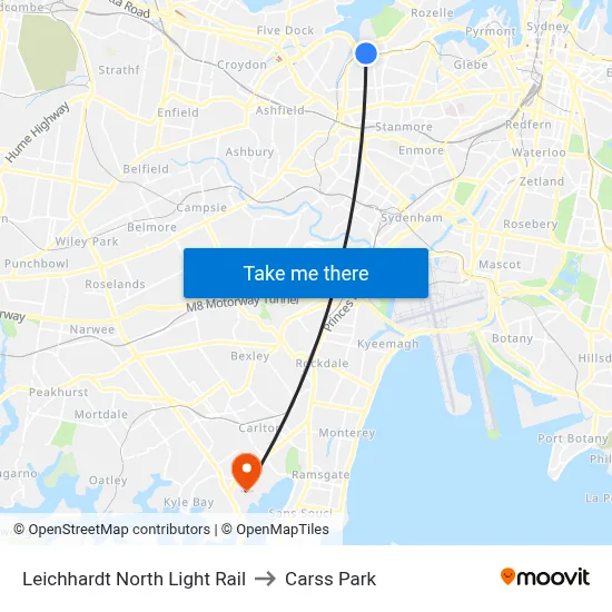 Leichhardt North Light Rail to Carss Park map