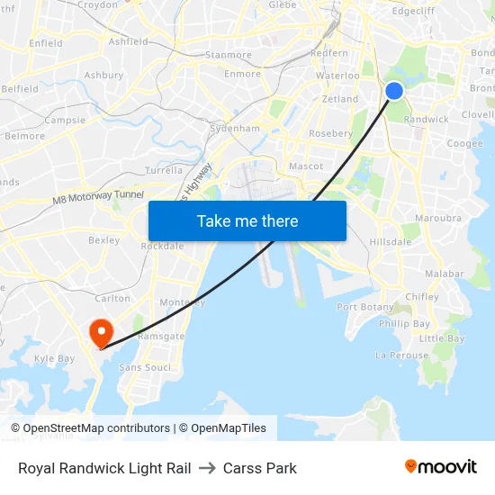 Royal Randwick Light Rail to Carss Park map