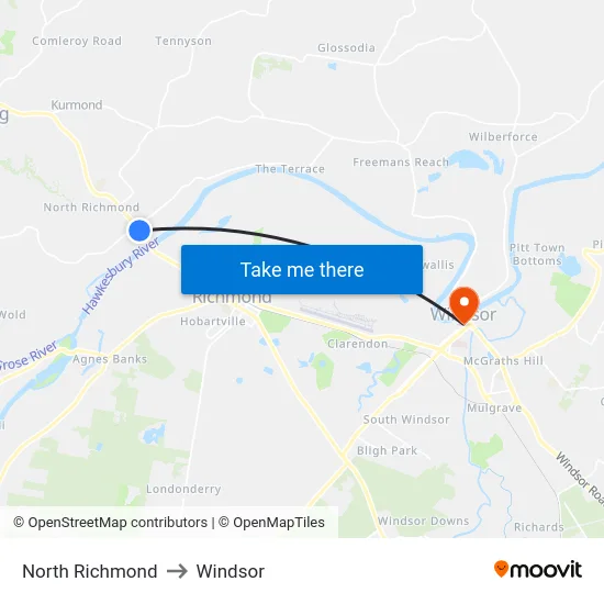 North Richmond to Windsor map