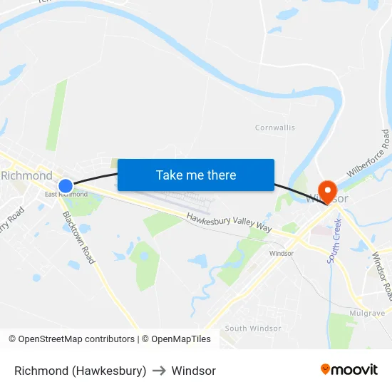 Richmond (Hawkesbury) to Windsor map
