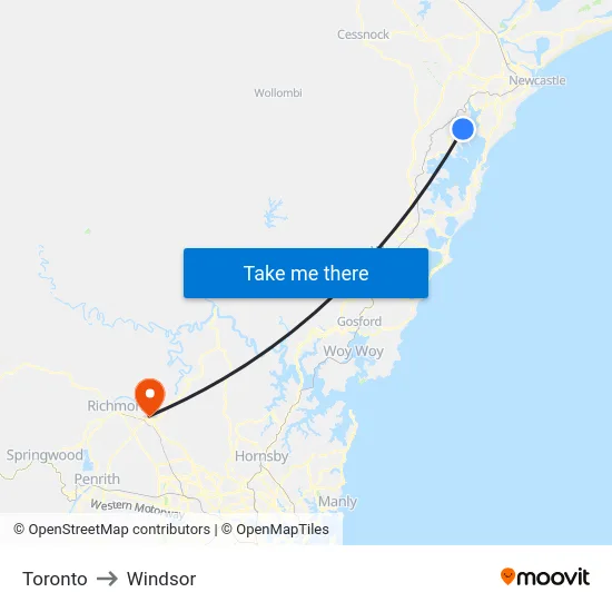 Toronto to Windsor map