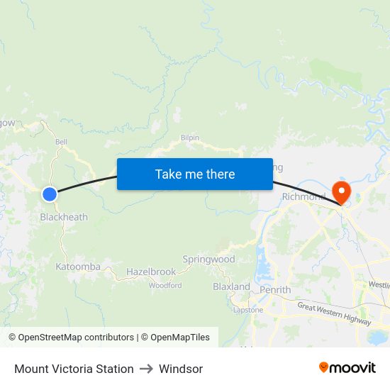 Mount Victoria Station to Windsor map