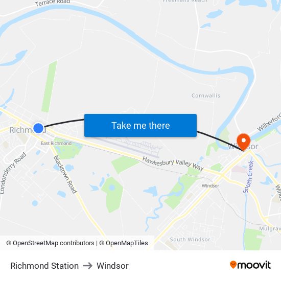 Richmond Station to Windsor map