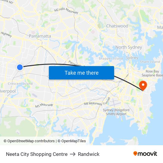 Neeta City to Randwick map