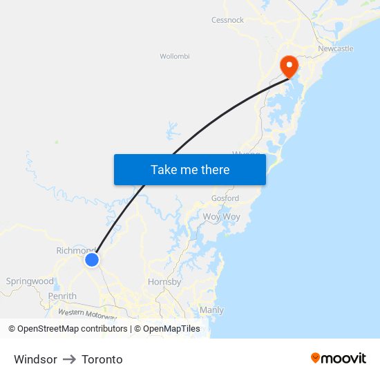 Windsor to Toronto map