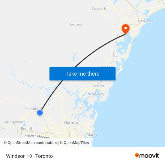 Windsor to Toronto map