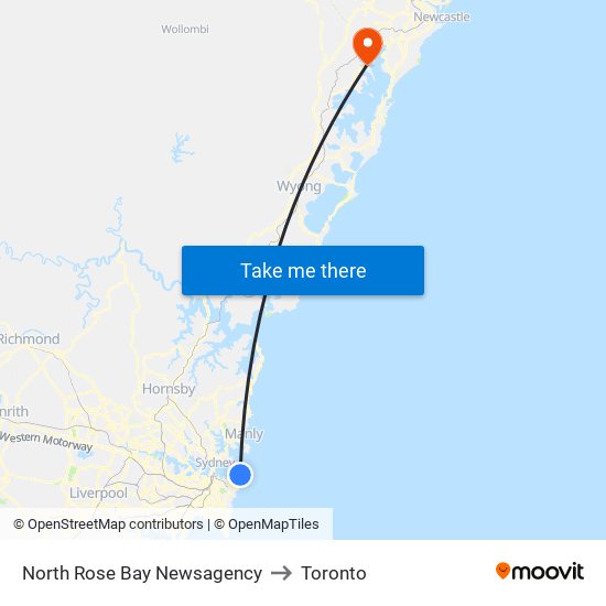 North Rose Bay Newsagency to Toronto map