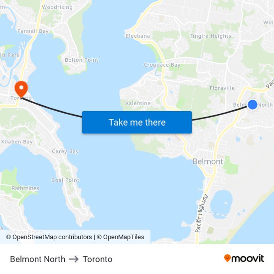 Belmont North to Toronto map