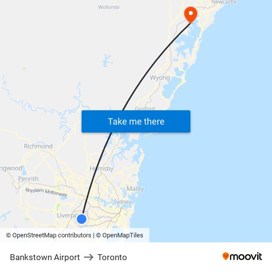 Bankstown Airport to Toronto map