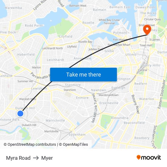 Myra Road to Myer map