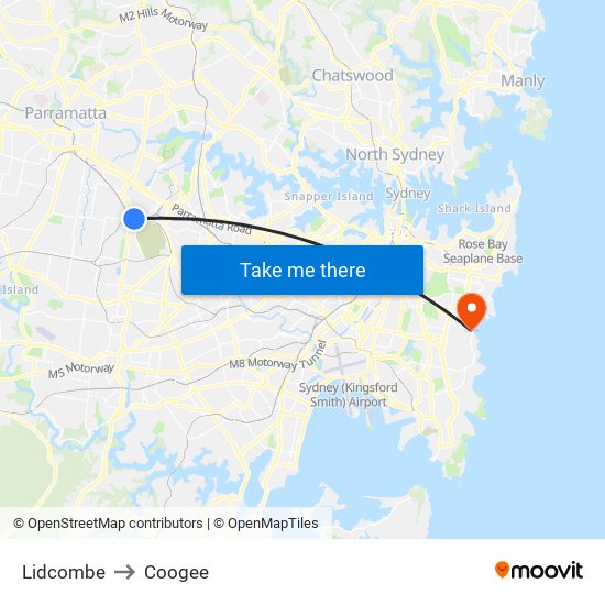 Lidcombe to Coogee map