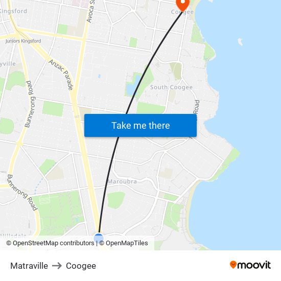 Matraville to Coogee map