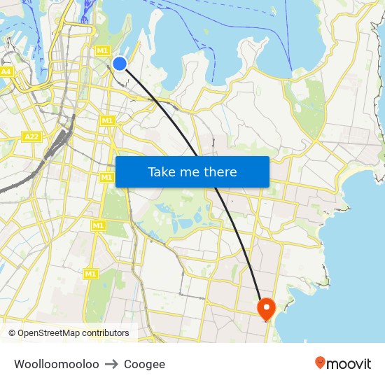 Woolloomooloo to Coogee map