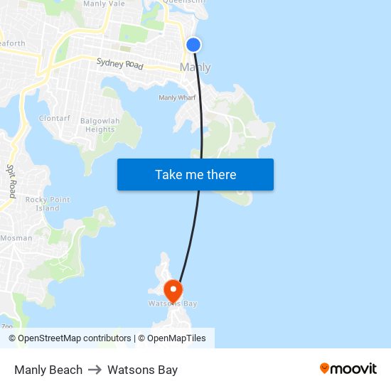 Manly Beach to Watsons Bay map