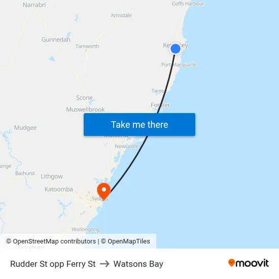 Rudder St opp Ferry St to Watsons Bay map