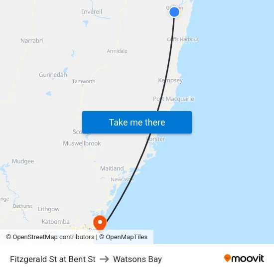Fitzgerald St at Bent St to Watsons Bay map