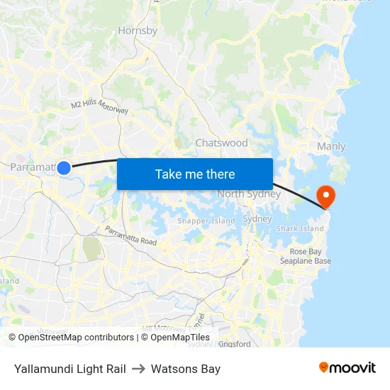 Yallamundi Light Rail to Watsons Bay map