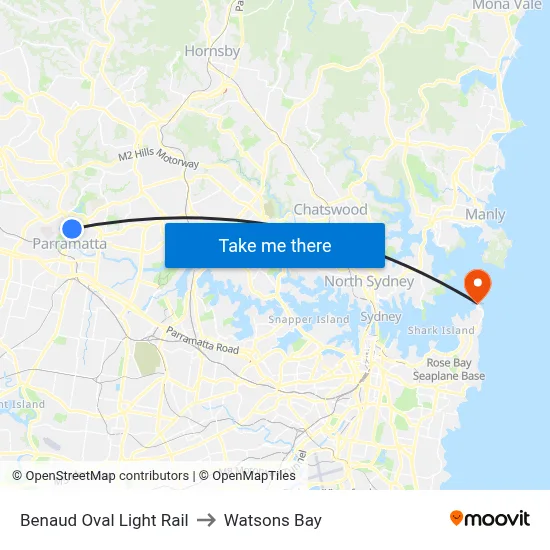Benaud Oval Light Rail to Watsons Bay map