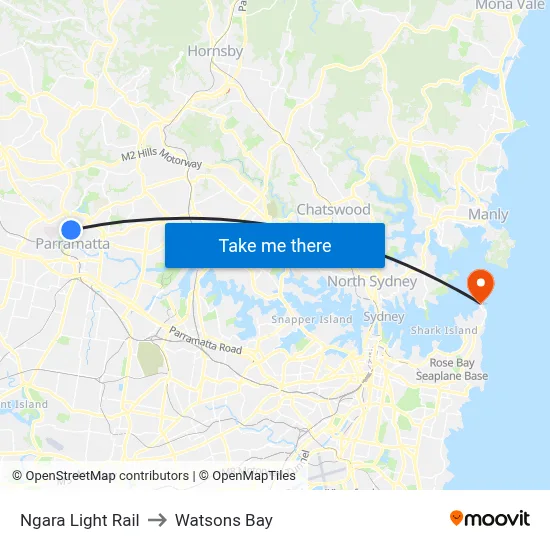 Ngara Light Rail to Watsons Bay map