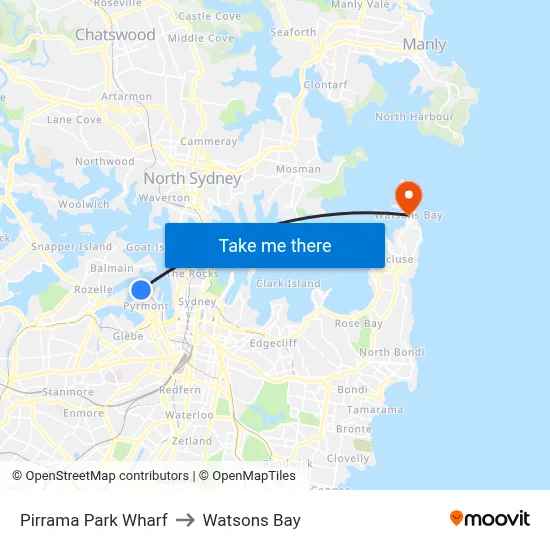 Pirrama Park Wharf to Watsons Bay map