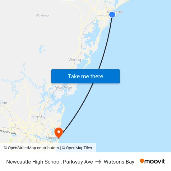 Newcastle High School, Parkway Ave to Watsons Bay map