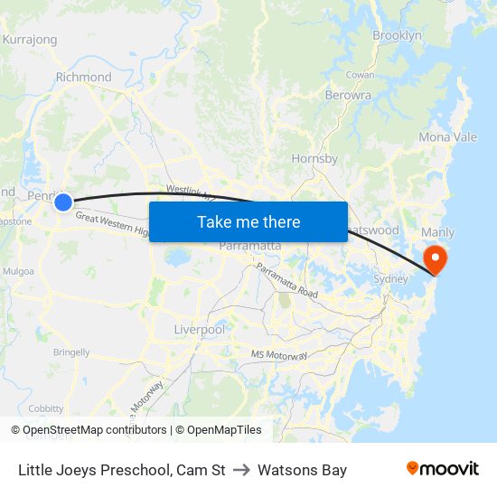 Little Joeys Preschool, Cam St to Watsons Bay map