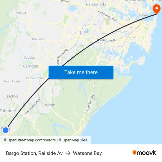Bargo Station, Railside Av to Watsons Bay map