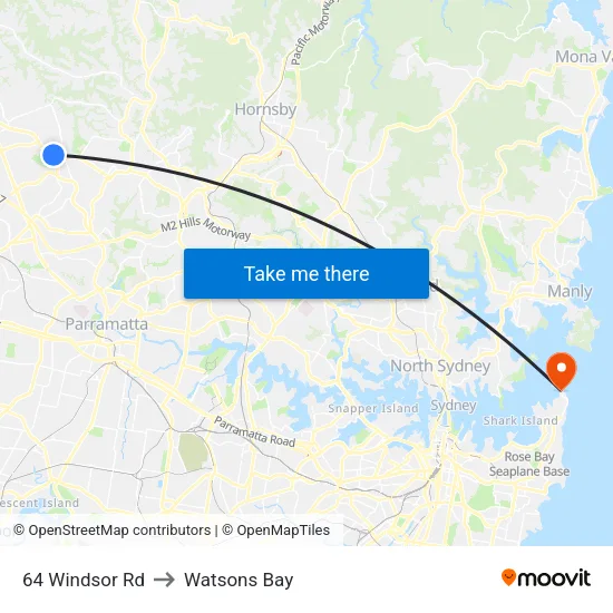 64 Windsor Rd to Watsons Bay map