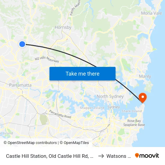 Castle Hill Station, Old Castle Hill Rd, Stand E to Watsons Bay map