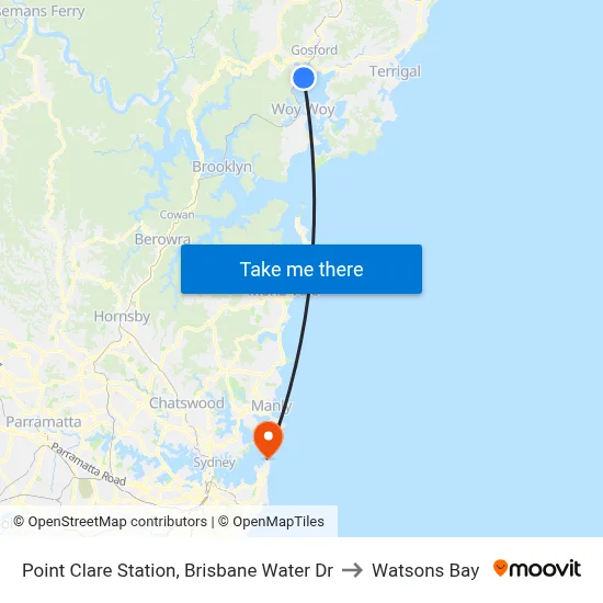 Point Clare Station, Brisbane Water Dr to Watsons Bay map