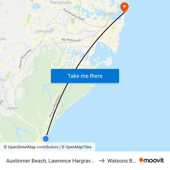 Austinmer Beach, Lawrence Hargrave Dr to Watsons Bay map