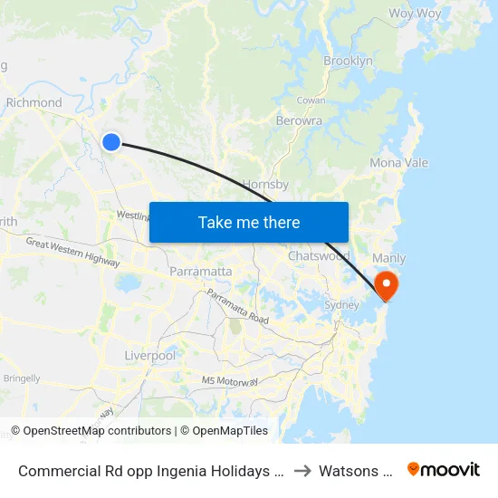 Commercial Rd opp Ingenia Holidays Avina to Watsons Bay map