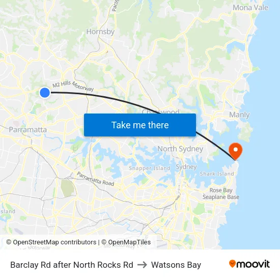 Barclay Rd after North Rocks Rd to Watsons Bay map