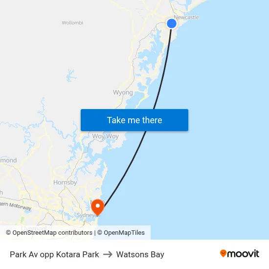 Park Av opp Kotara Park to Watsons Bay map