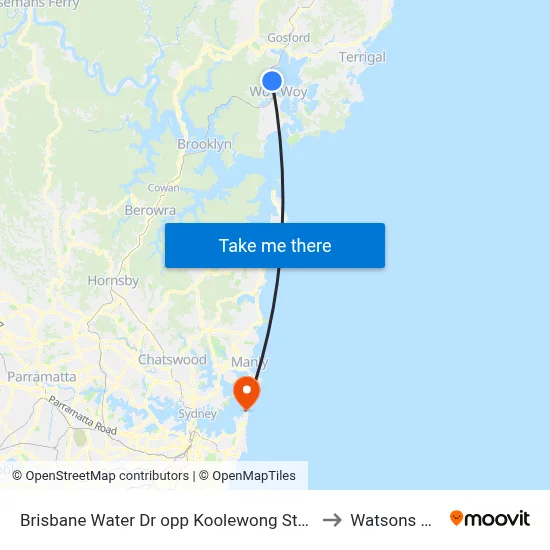 Brisbane Water Dr opp Koolewong Station to Watsons Bay map