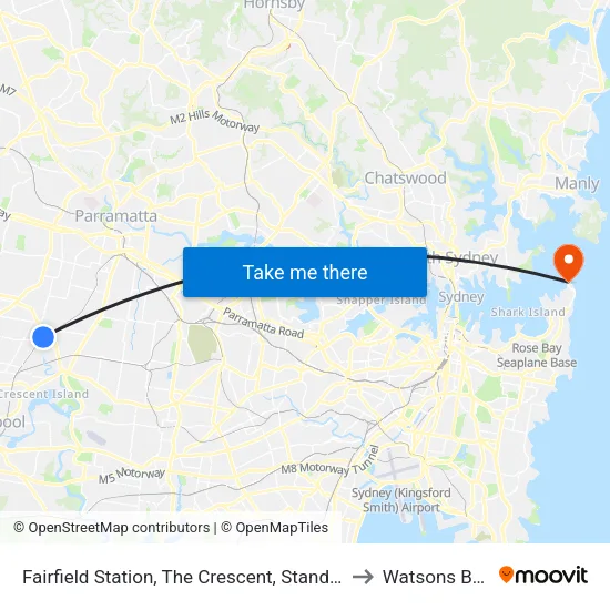 Fairfield Station, The Crescent, Stand G to Watsons Bay map