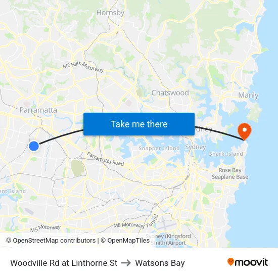 Woodville Rd at Linthorne St to Watsons Bay map