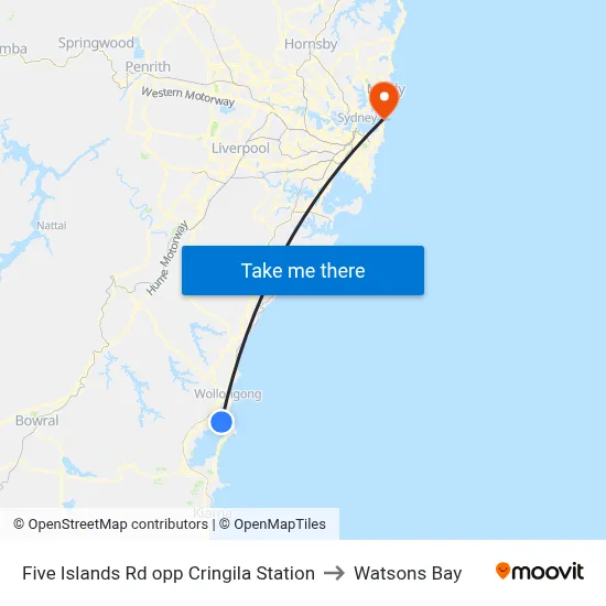 Five Islands Rd opp Cringila Station to Watsons Bay map