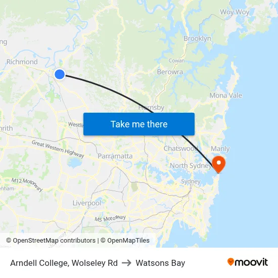 Arndell College, Wolseley Rd to Watsons Bay map