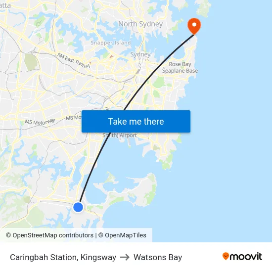 Caringbah Station, Kingsway to Watsons Bay map