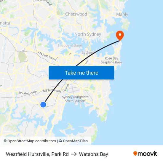 Westfield Hurstville, Park Rd to Watsons Bay map