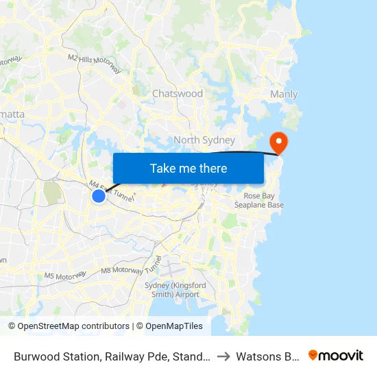 Burwood Station, Railway Pde, Stand C to Watsons Bay map
