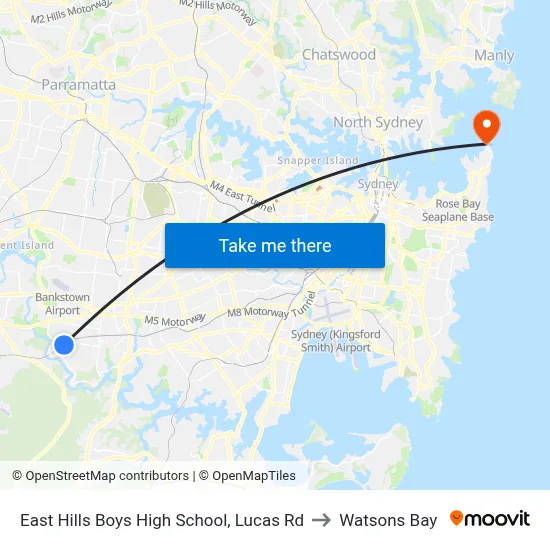 East Hills Boys High School, Lucas Rd to Watsons Bay map