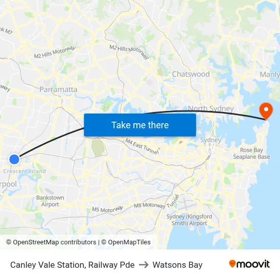 Canley Vale Station, Railway Pde to Watsons Bay map